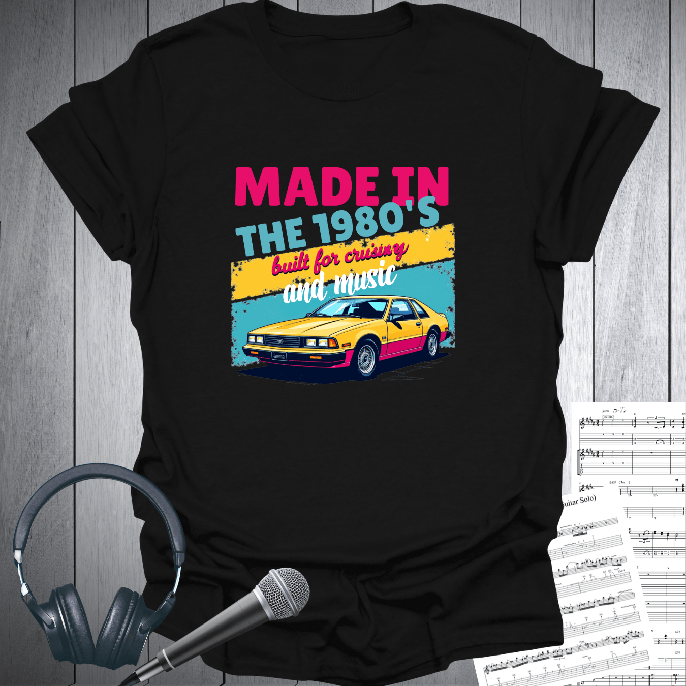 Printify T-Shirt Black / S 1980s Made for Cruising & Music T-Shirt