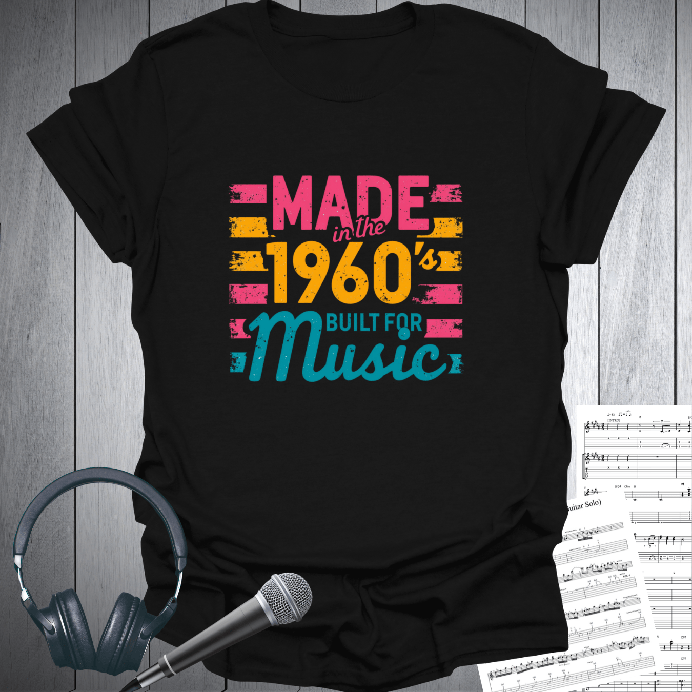 Printify T-Shirt Black / S Made In The 1960s Built For Music T-Shirt