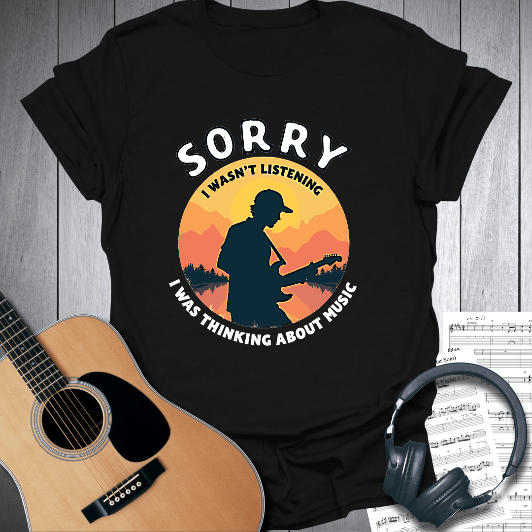 Printify T-Shirt Black / S Not listening, Thinking Music T-Shirt