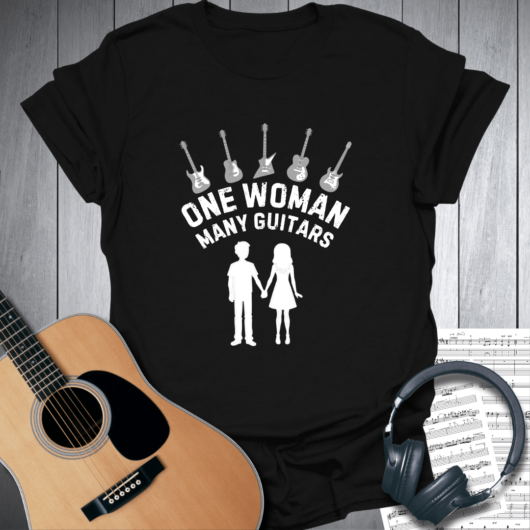 Printify T-Shirt Black / S One Woman Many Guitars T-Shirt