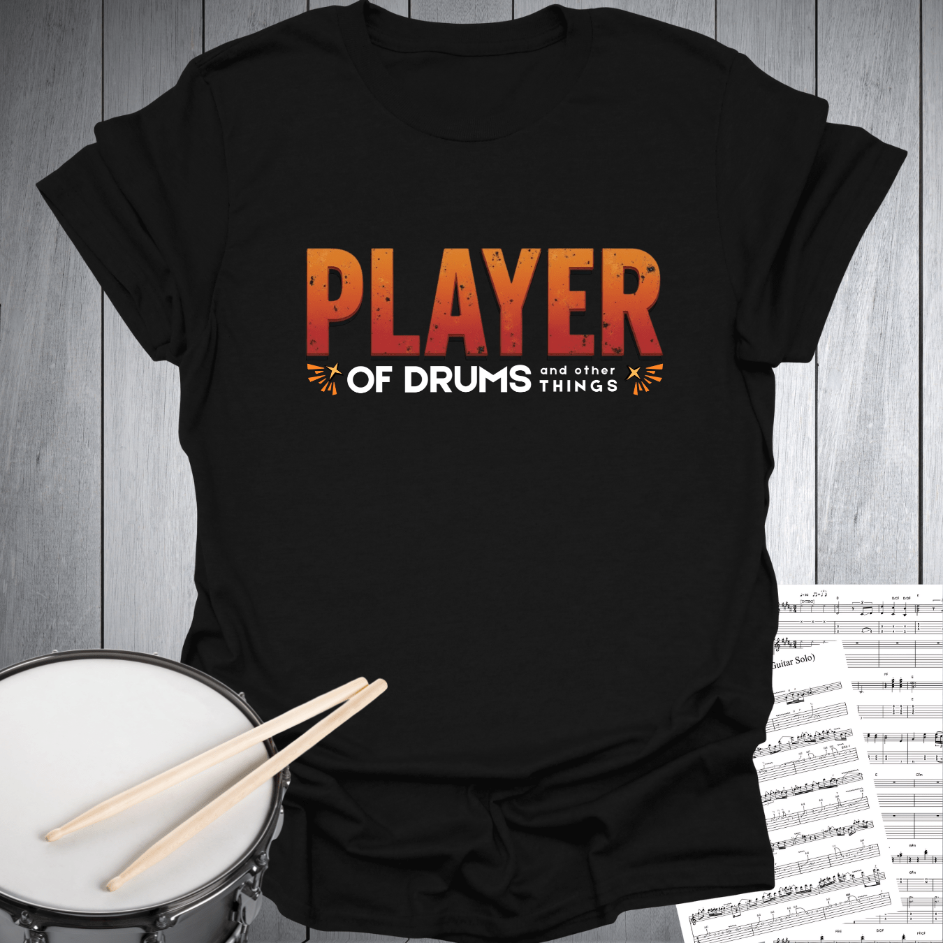 Printify T-Shirt Black / S Player of Drums - Perfect Gift for Drummers