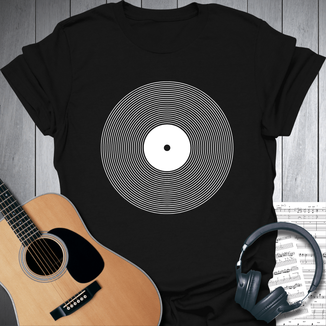Printify T-Shirt Black / S Spiral Vinyl Record T-Shirt
