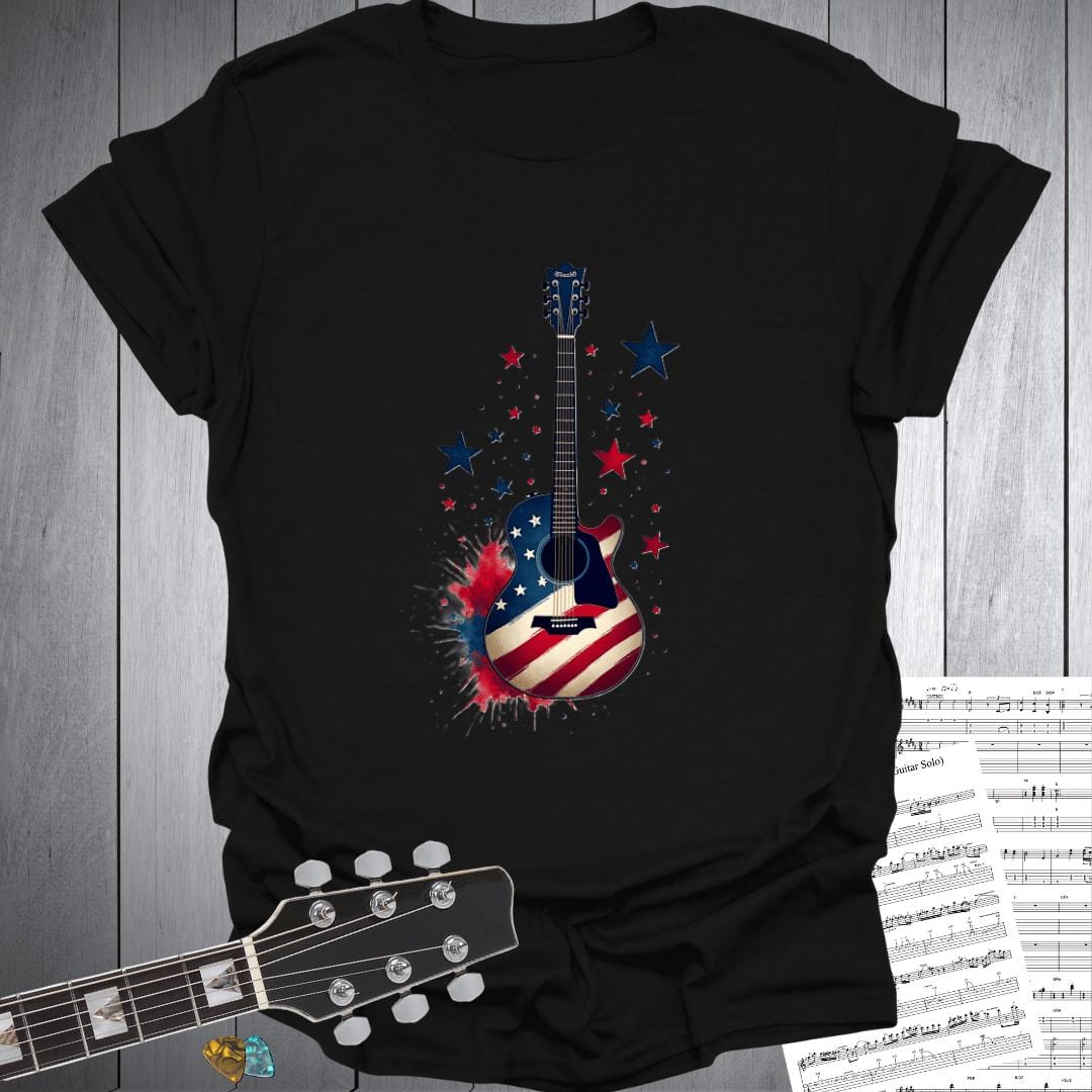 Printify T-Shirt Black / S Stars And Stripes Music T-Shirt
