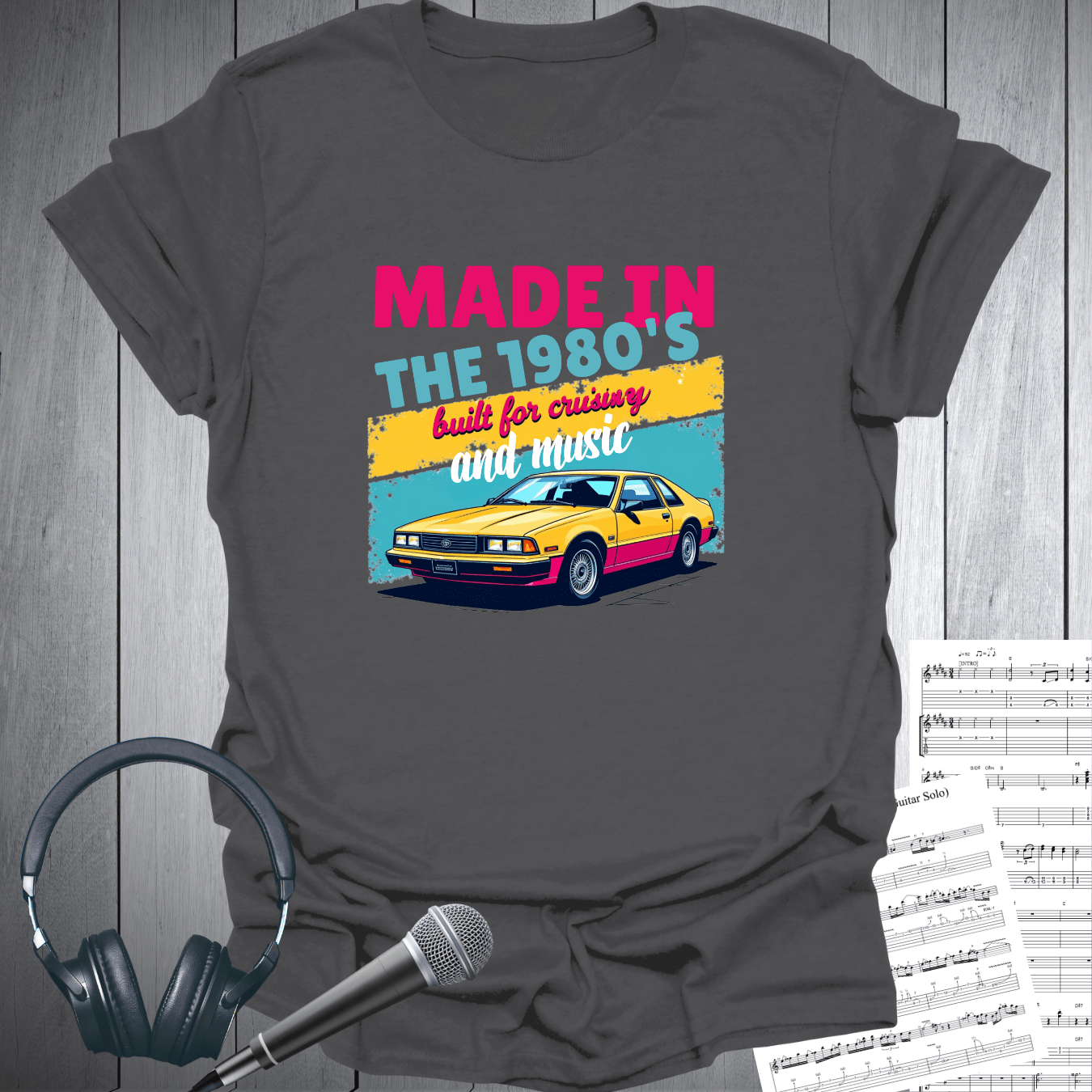 Printify T-Shirt Charcoal / S 1980s Made for Cruising & Music T-Shirt