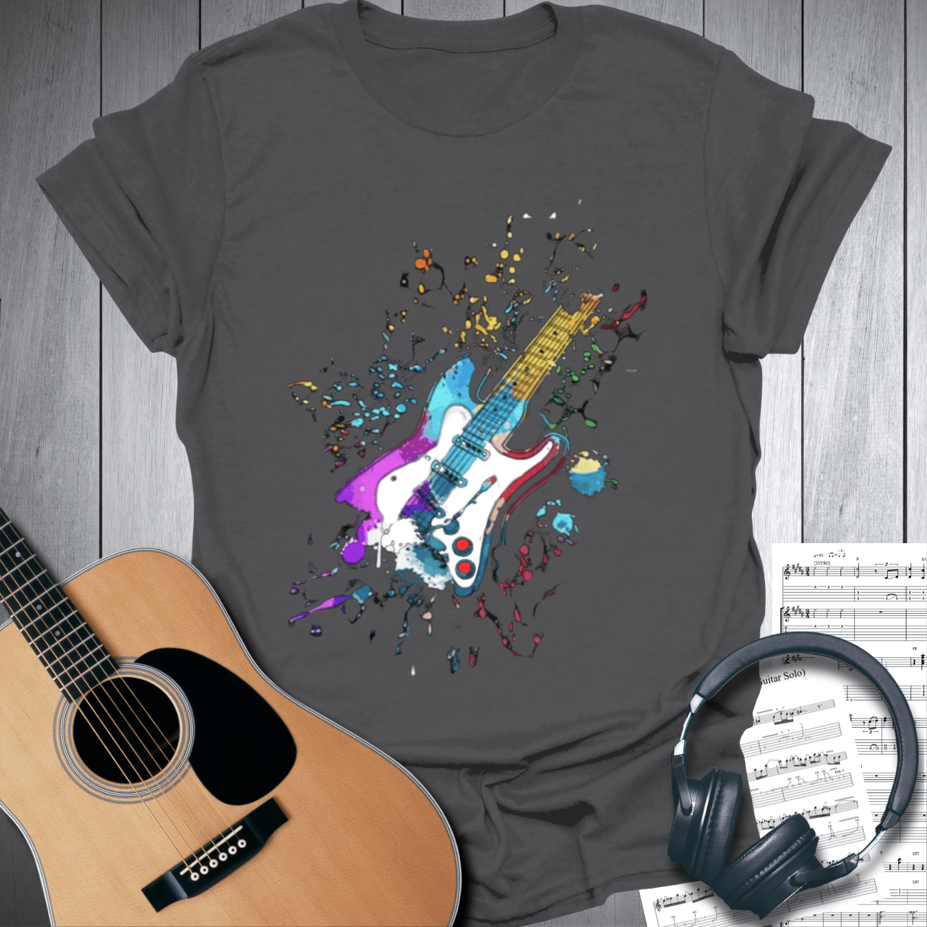 Printify T-Shirt Charcoal / S Abstract graphic electric guitar