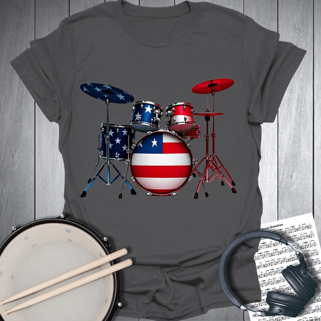 Printify T-Shirt Charcoal / S American Musicians Patriotic Drummer T-Shirt