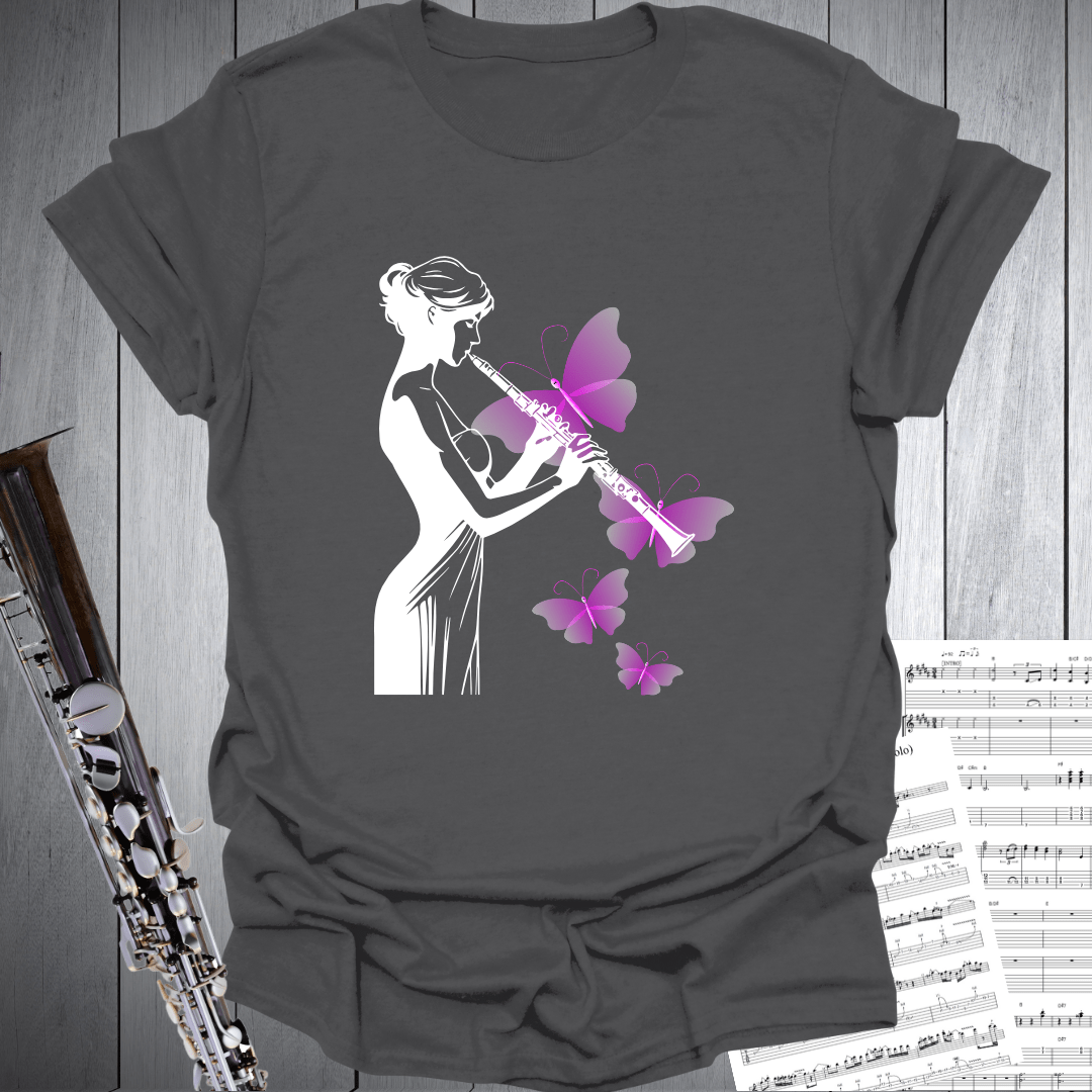 Clarinet Lady Butterflies T-Shirt