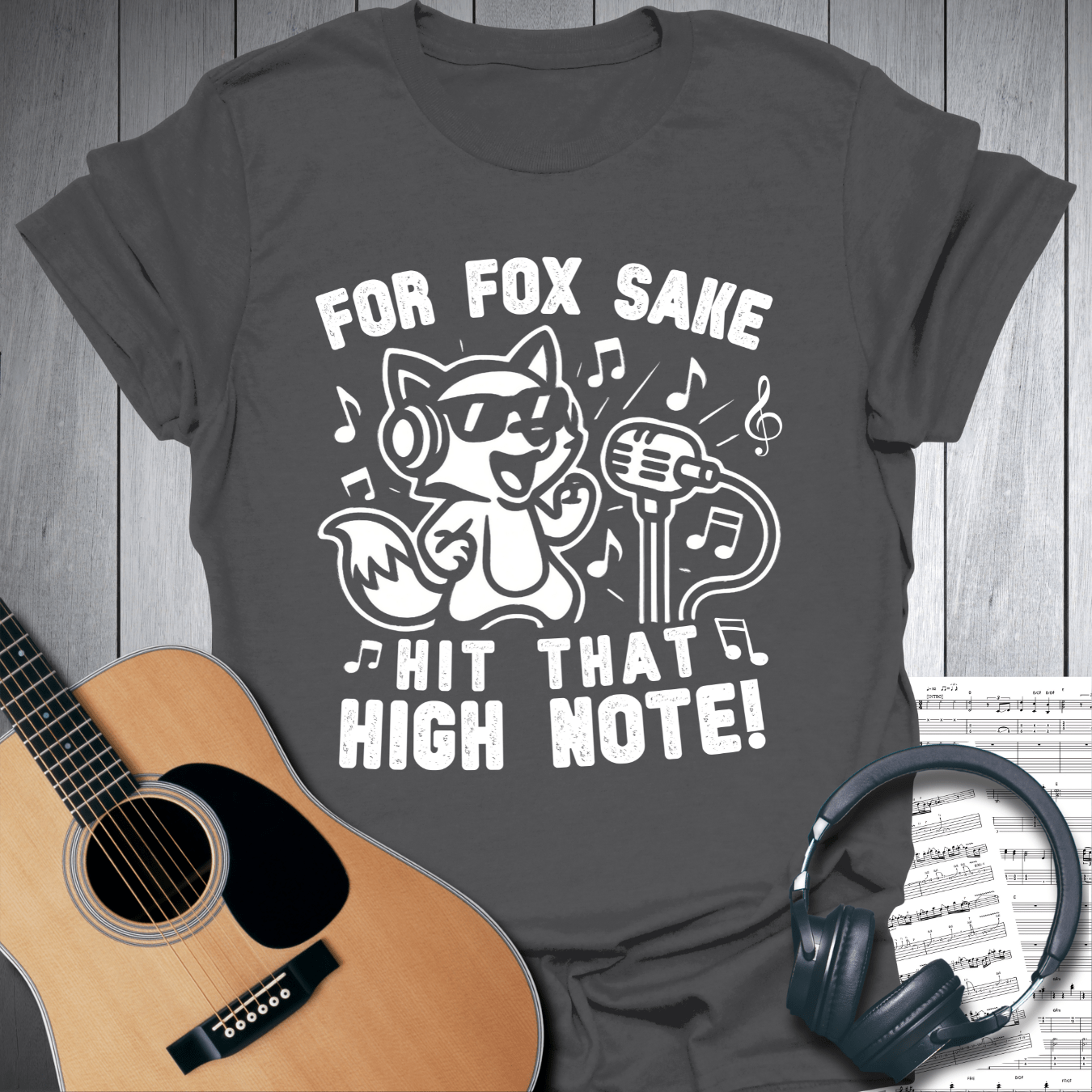 Printify T-Shirt Charcoal / S For Fox Sake Hit That High Note Fun T-Shirt