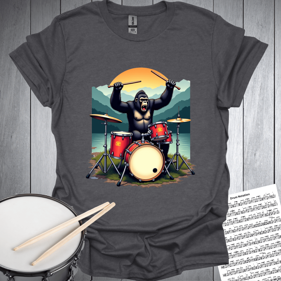Groovy Gorilla Sunset Drummer T-Shirt
