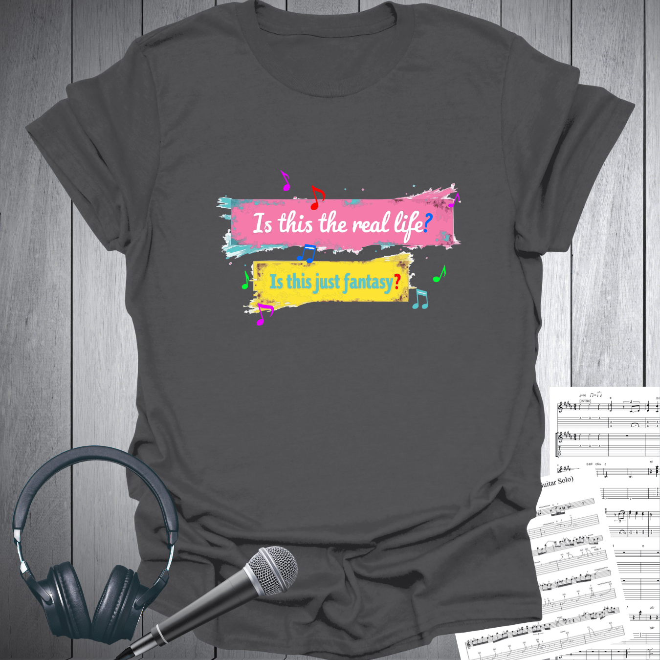 Printify T-Shirt Charcoal / S Is this the real life? Is this just fantasy? T-Shirt