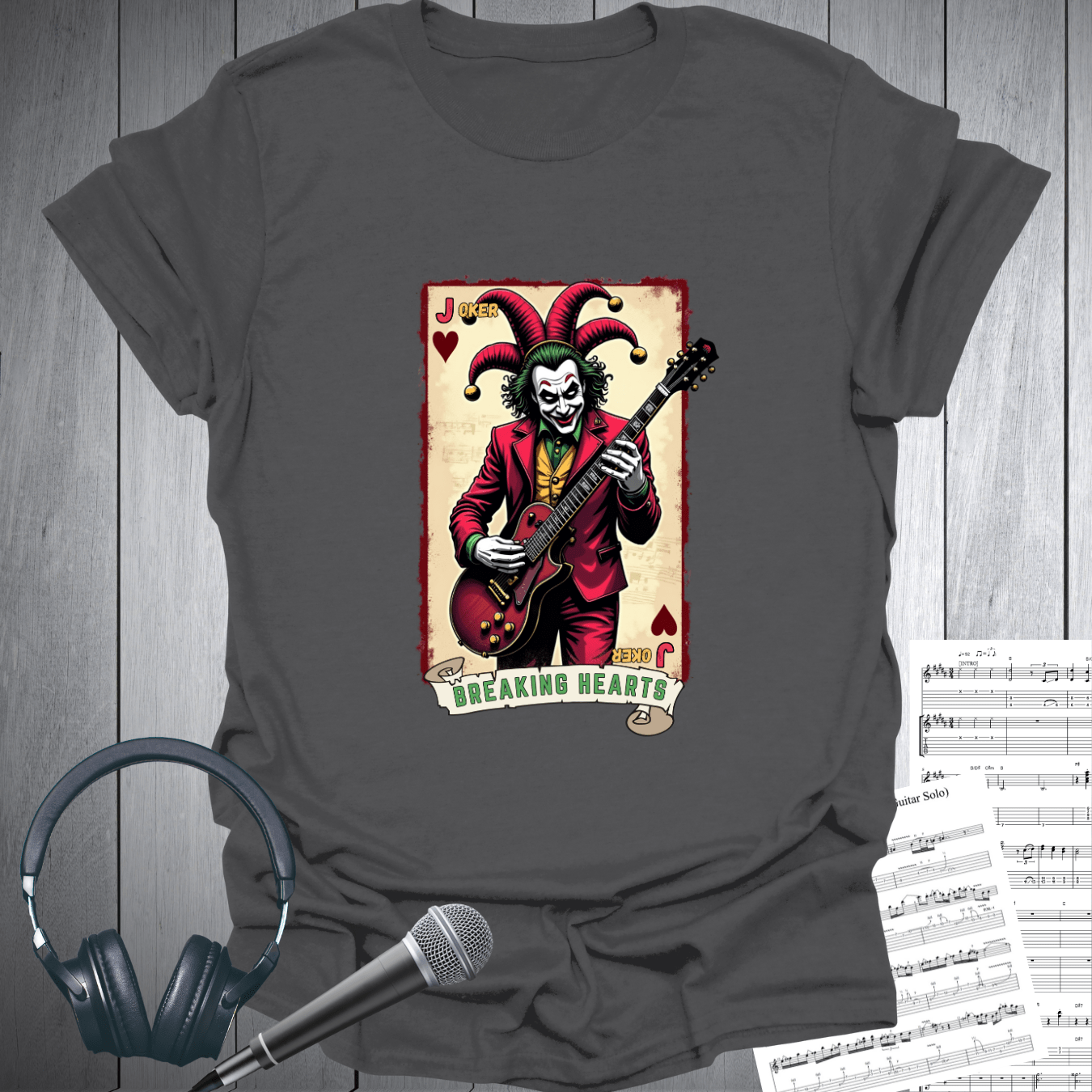 Printify T-Shirt Charcoal / S Joker Breaking Hearts Rock Guitarist T-Shrt