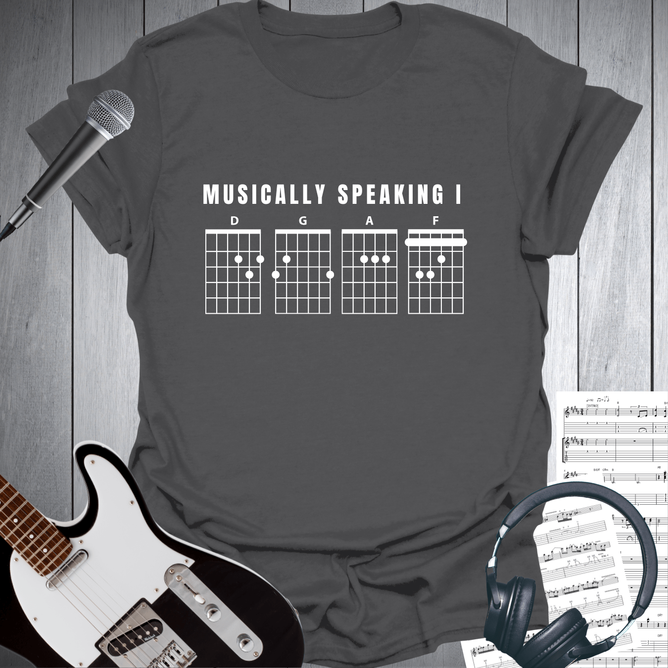 Printify T-Shirt Charcoal / S Musically Speaking I DGAF T-Shirt