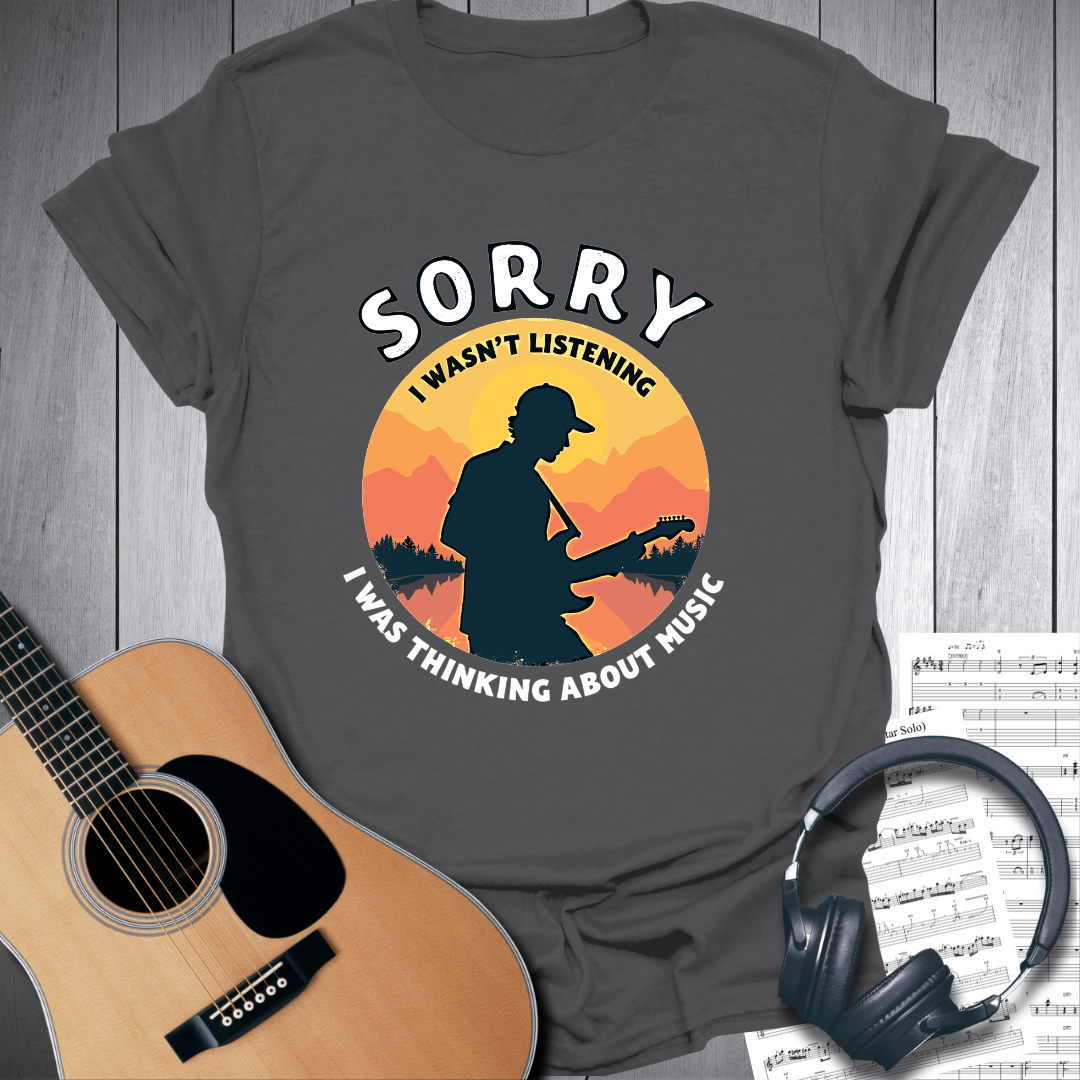 Printify T-Shirt Charcoal / S Not listening, Thinking Music T-Shirt