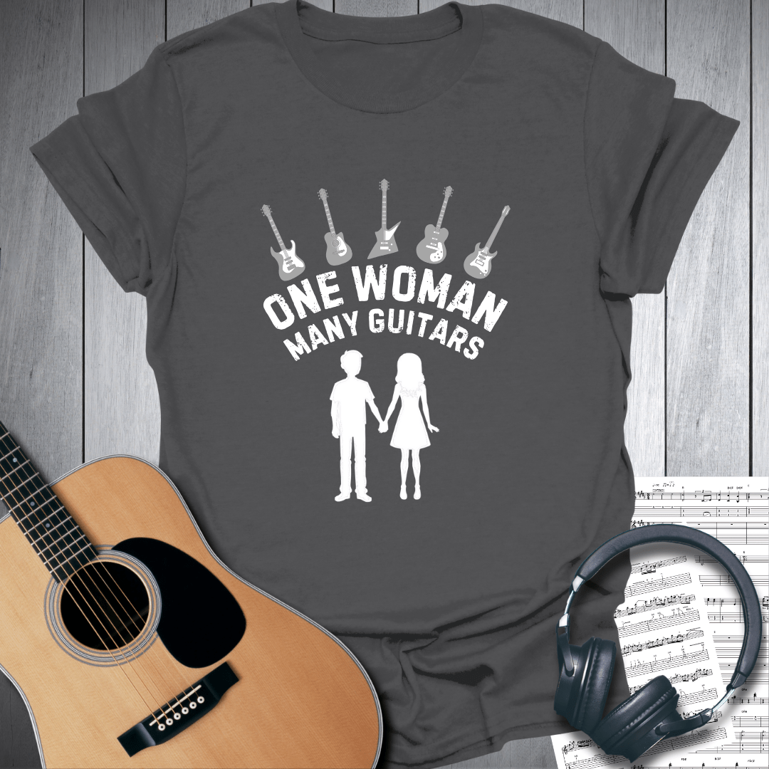 Printify T-Shirt Charcoal / S One Woman Many Guitars T-Shirt