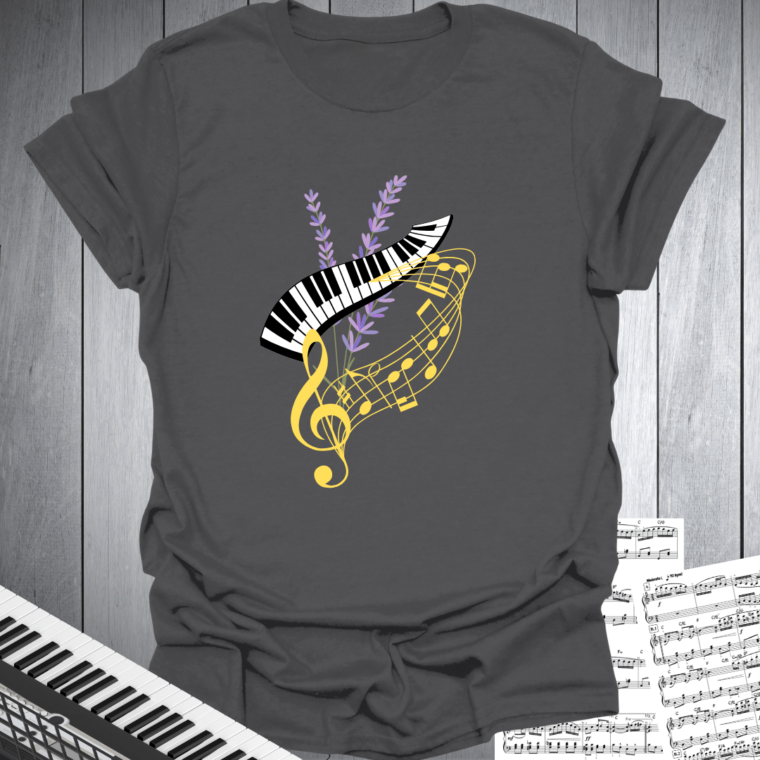 Piano Keys, Notes and Nature T-Shirt