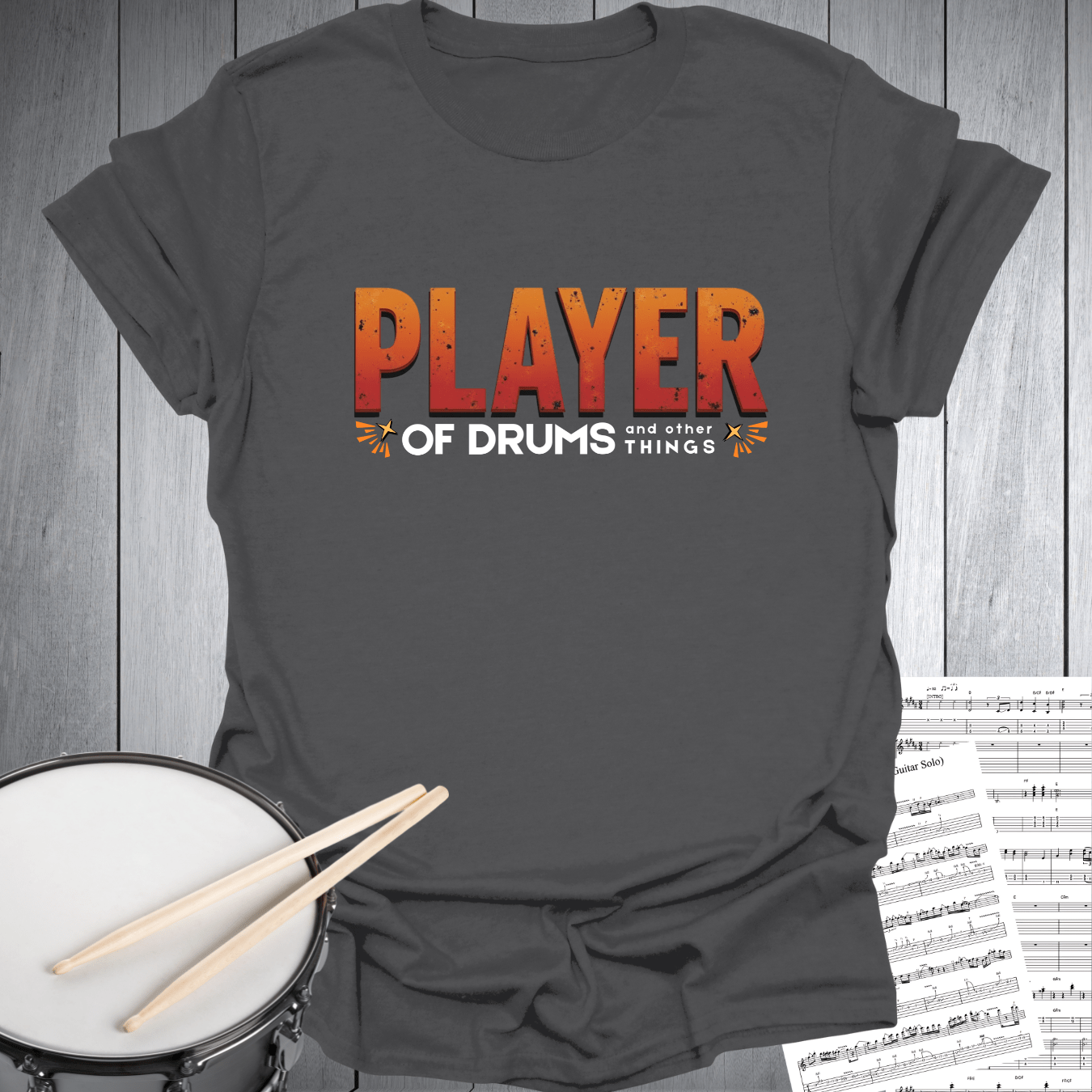 Printify T-Shirt Charcoal / S Player of Drums - Perfect Gift for Drummers