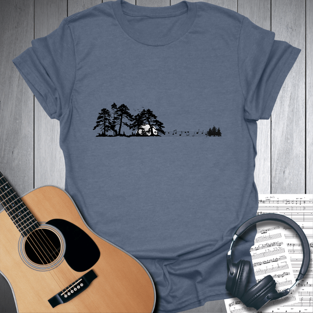 Printify T-Shirt Heather Indigo Blue / S 2. Forest Harmony Acoustic Guitar Tee T-Shirt