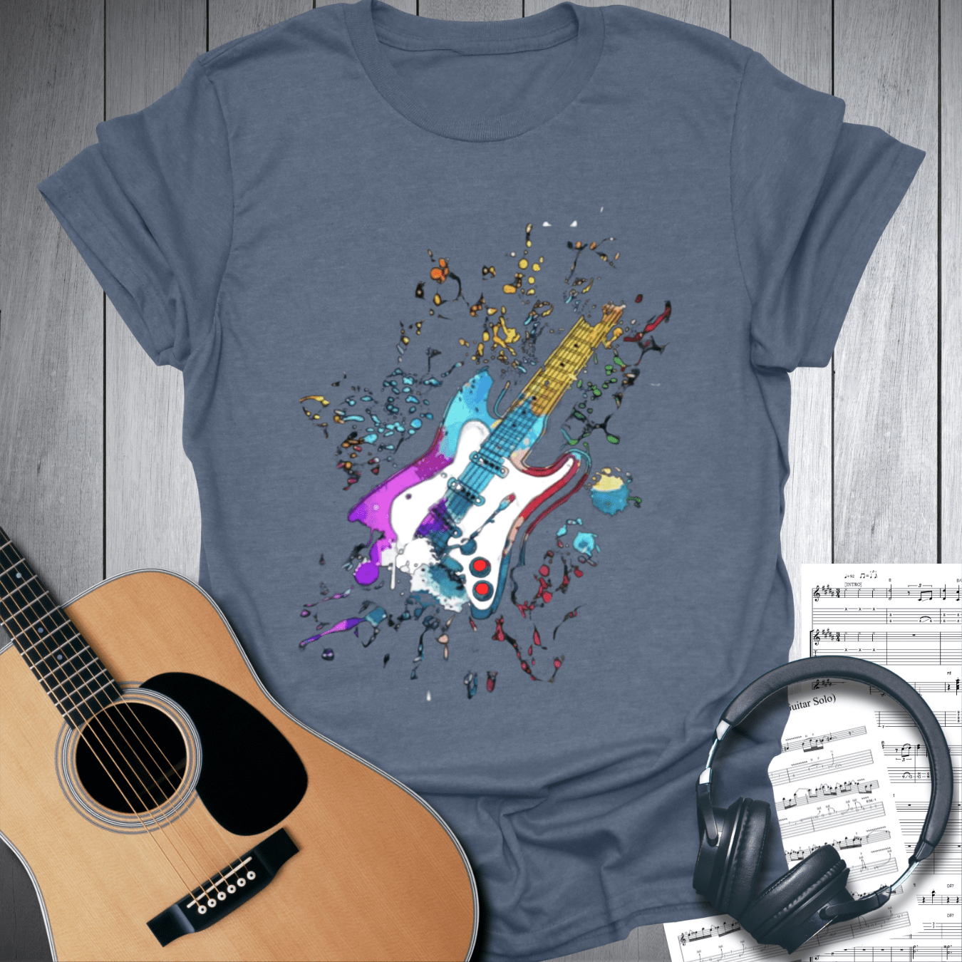 Printify T-Shirt Heather Indigo Blue / S Abstract graphic electric guitar