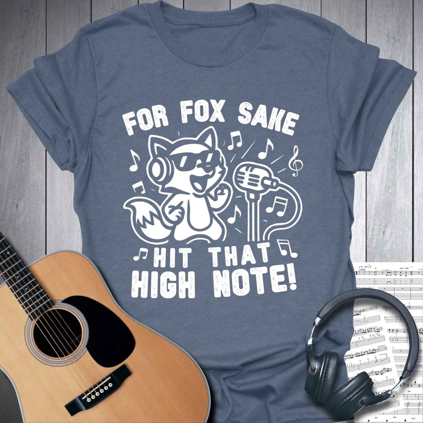 Printify T-Shirt Heather Indigo Blue / S For Fox Sake Hit That High Note Fun T-Shirt
