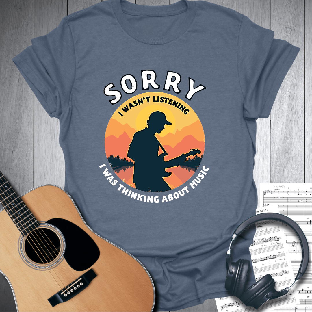 Printify T-Shirt Heather Indigo Blue / S Not listening, Thinking Music T-Shirt