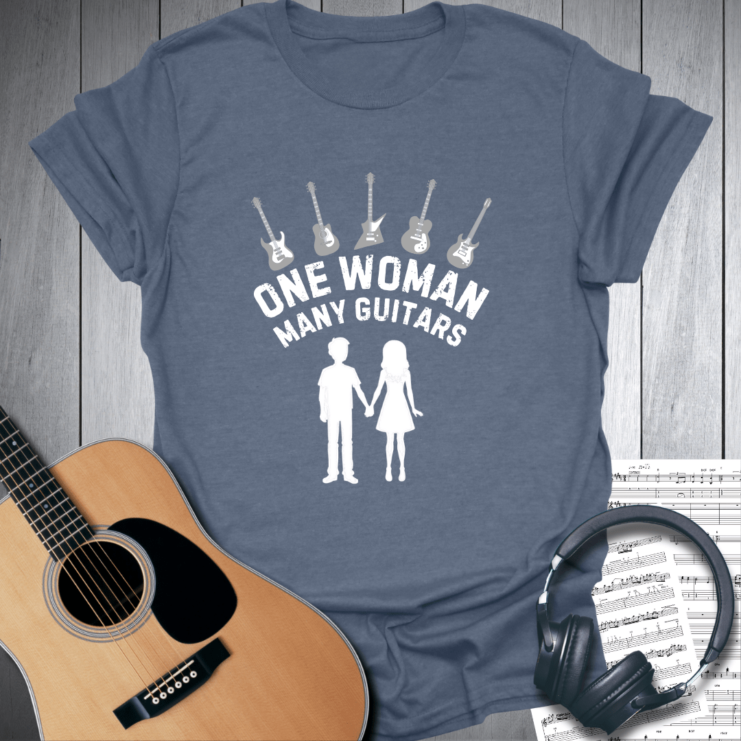 Printify T-Shirt Heather Indigo Blue / S One Woman Many Guitars T-Shirt