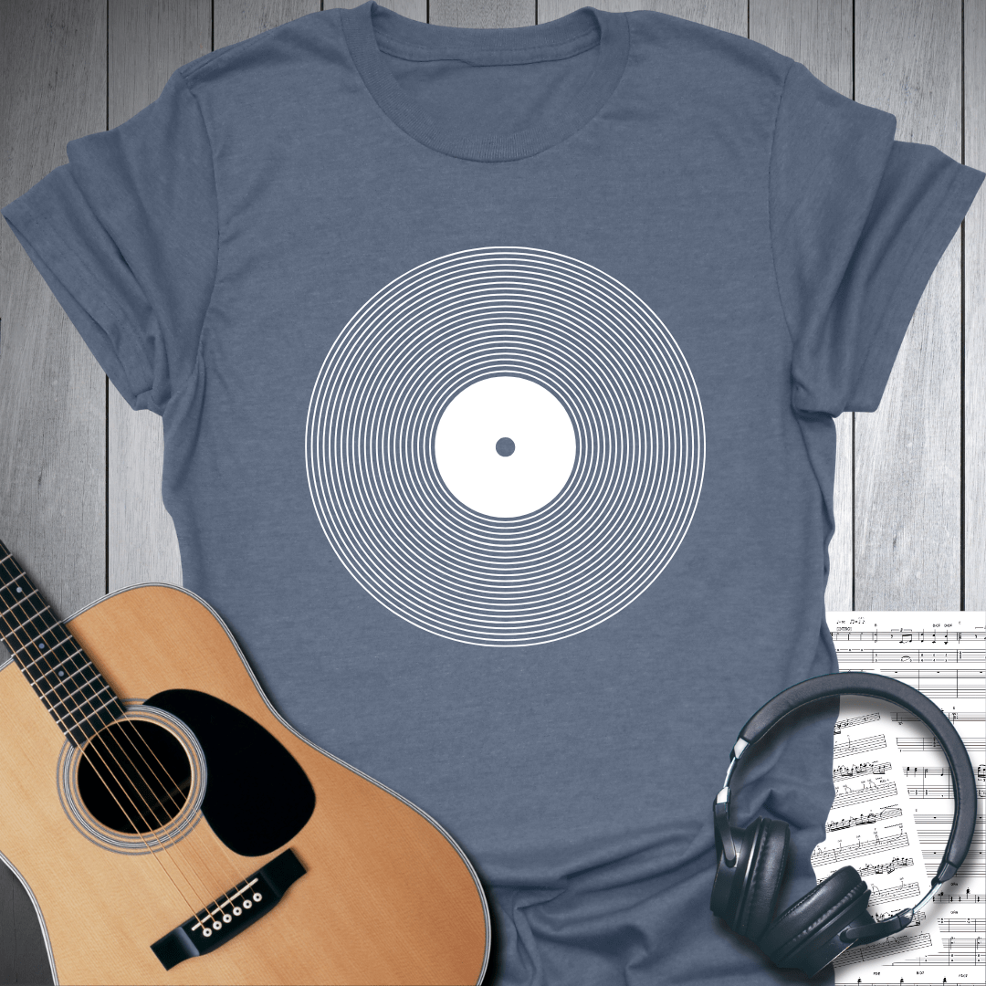 Printify T-Shirt Heather Indigo Blue / S Spiral Vinyl Record T-Shirt