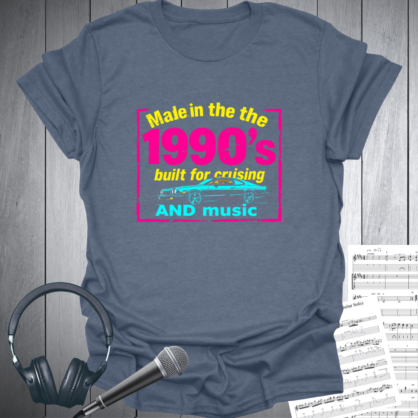Printify T-Shirt Heather Indigo / S 1990's Cruising Music Vintage T-Shirt