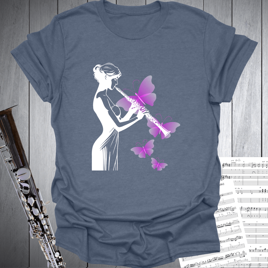 Clarinet Lady Butterflies T-Shirt