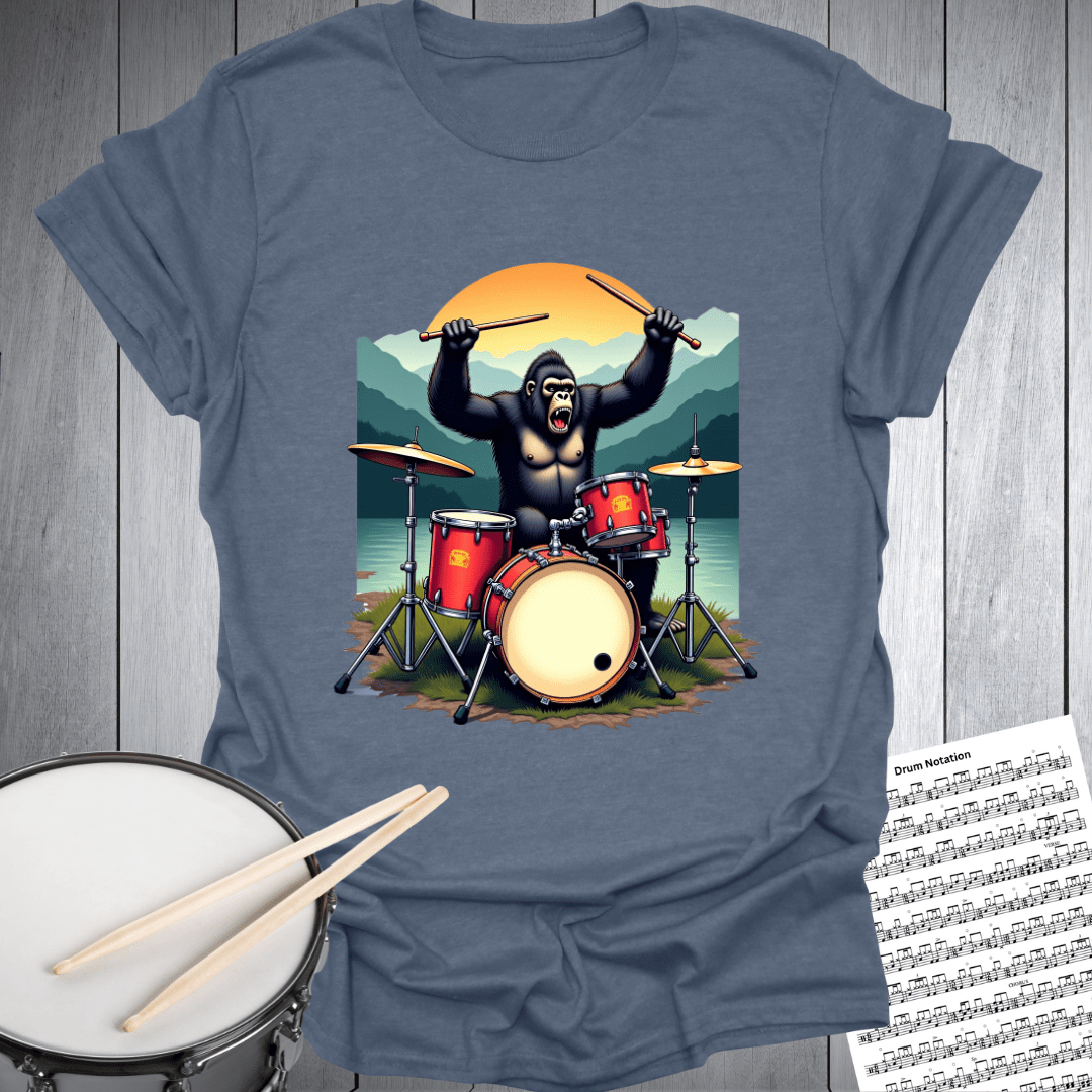 Groovy Gorilla Sunset Drummer T-Shirt