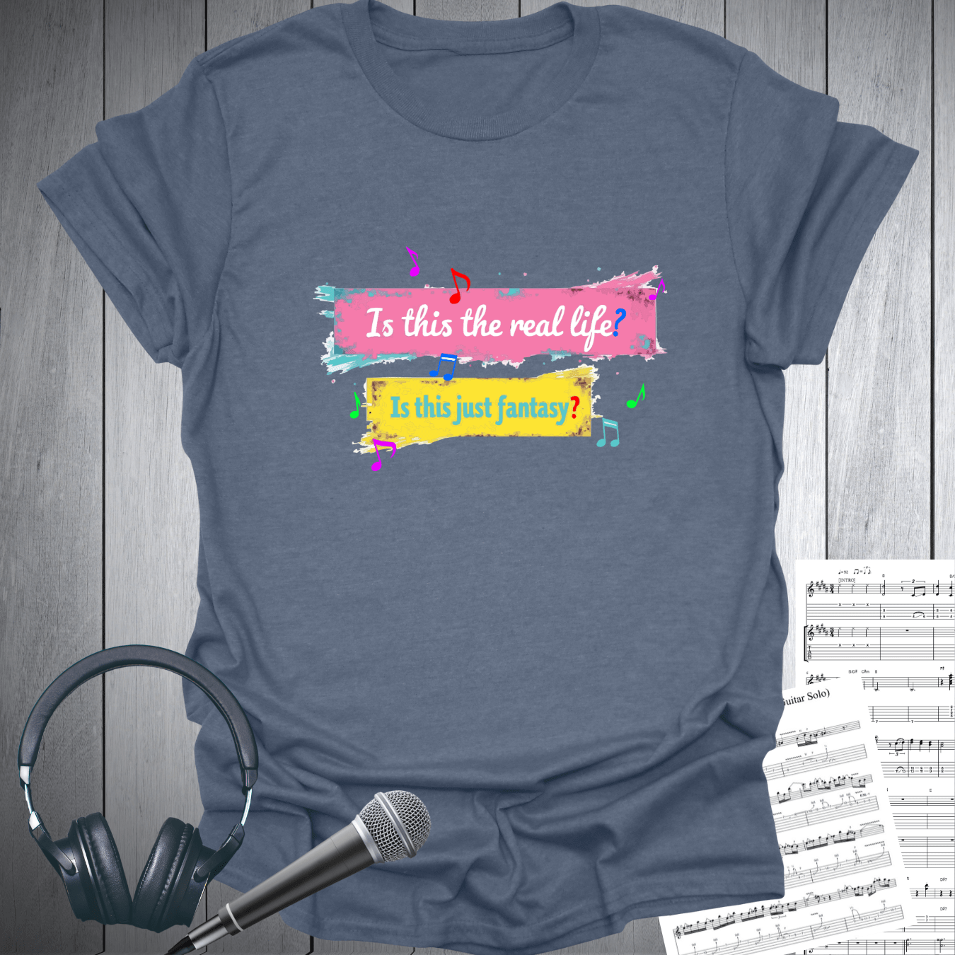 Printify T-Shirt Heather Indigo / S Is this the real life? Is this just fantasy? T-Shirt