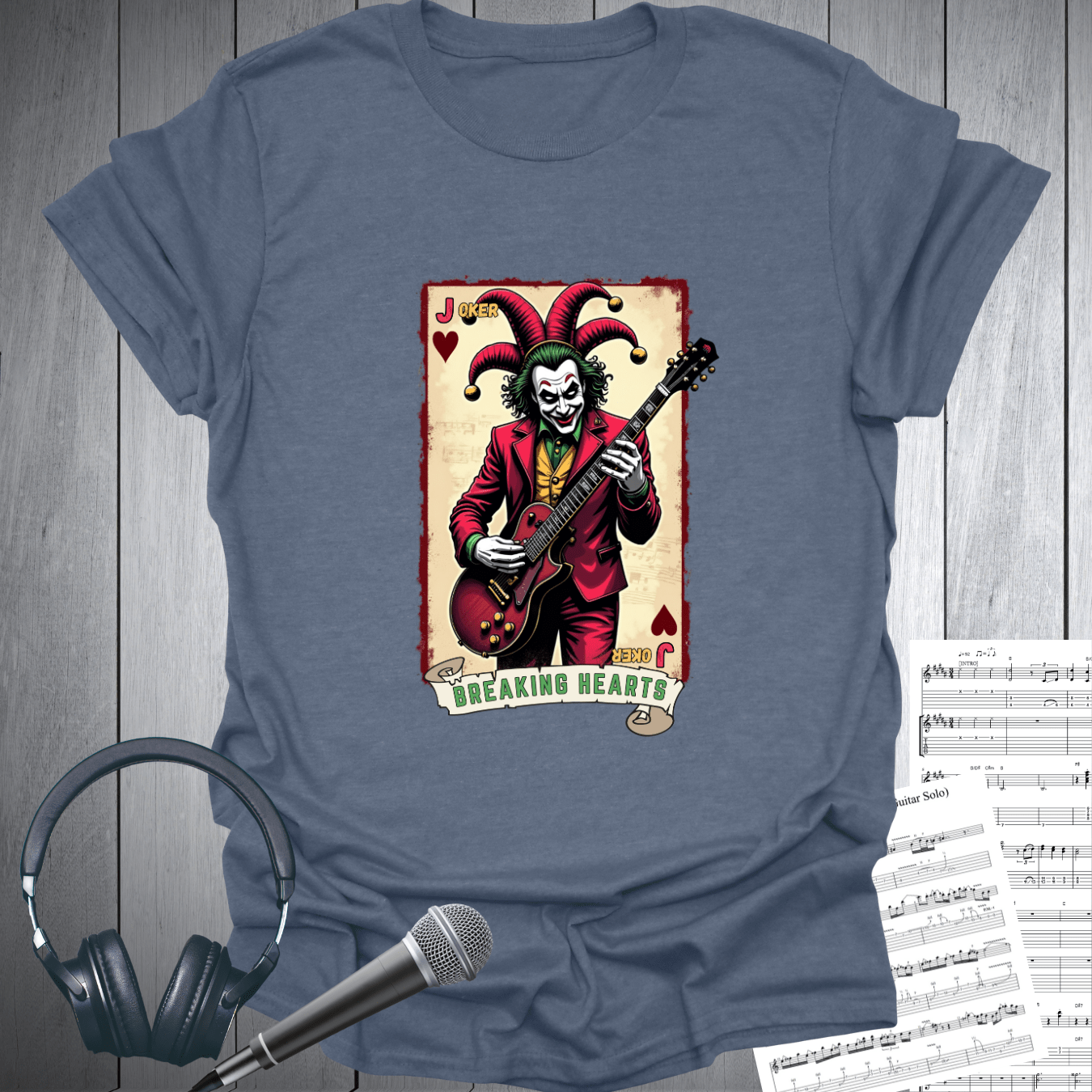 Printify T-Shirt Heather Indigo / S Joker Breaking Hearts Rock Guitarist T-Shrt