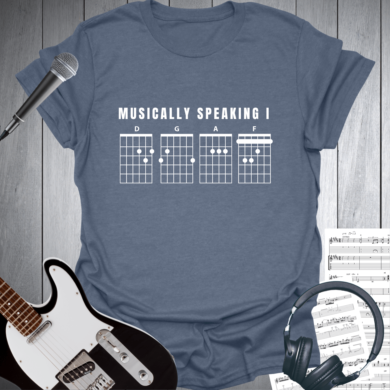 Printify T-Shirt Heather Indigo / S Musically Speaking I DGAF T-Shirt