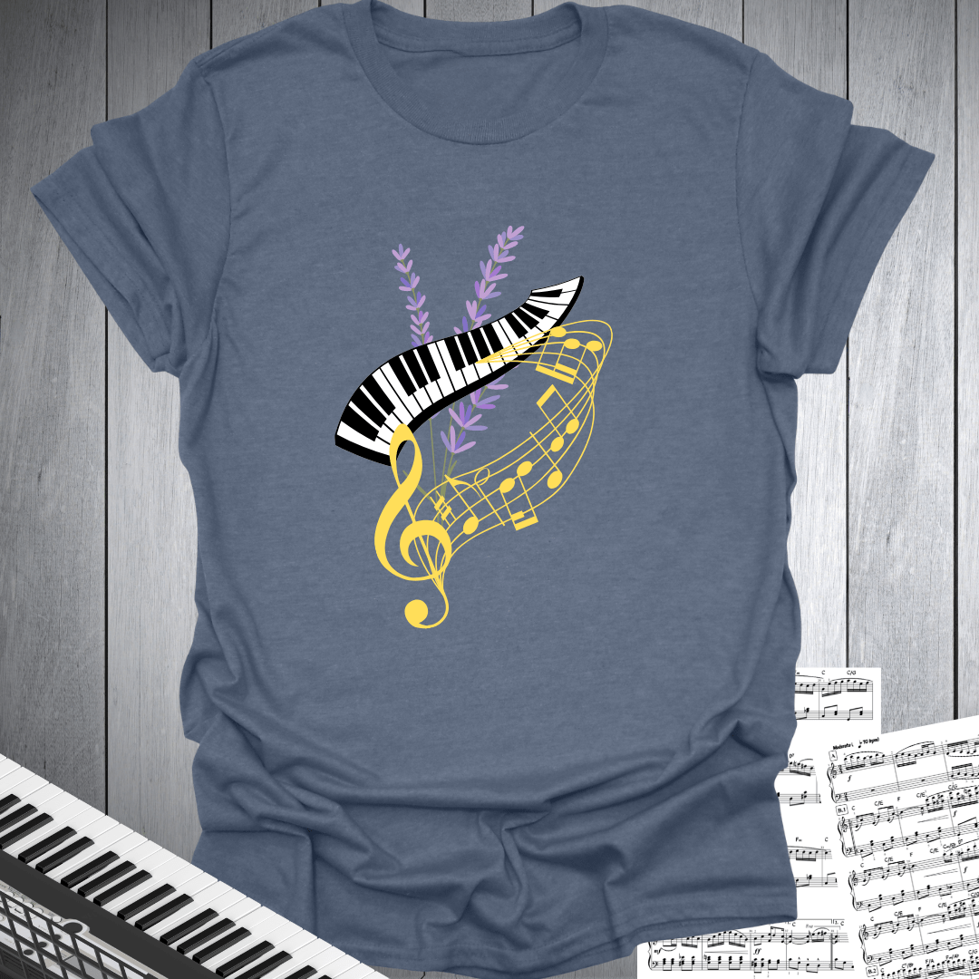 Piano Keys, Notes and Nature T-Shirt