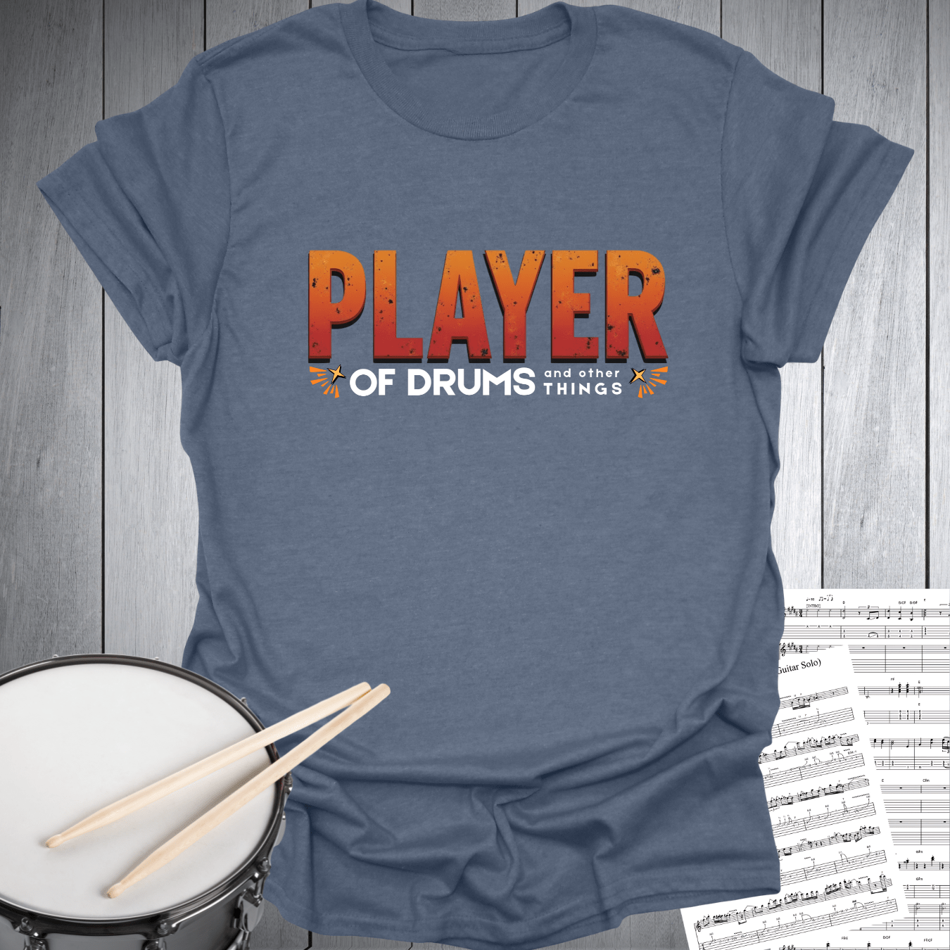 Printify T-Shirt Heather Indigo / S Player of Drums - Perfect Gift for Drummers