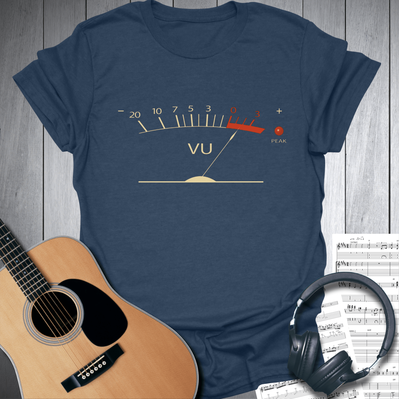 Printify T-Shirt heather-navy / S Vintage Volume VU Meter T-Shirt