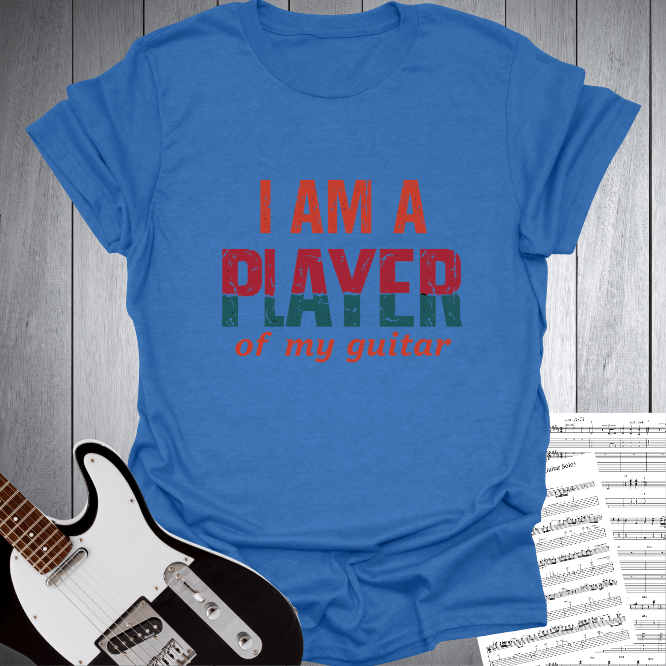 Printify T-Shirt Heather Royal / S I am a Player of my Guitar Music T-Shirt