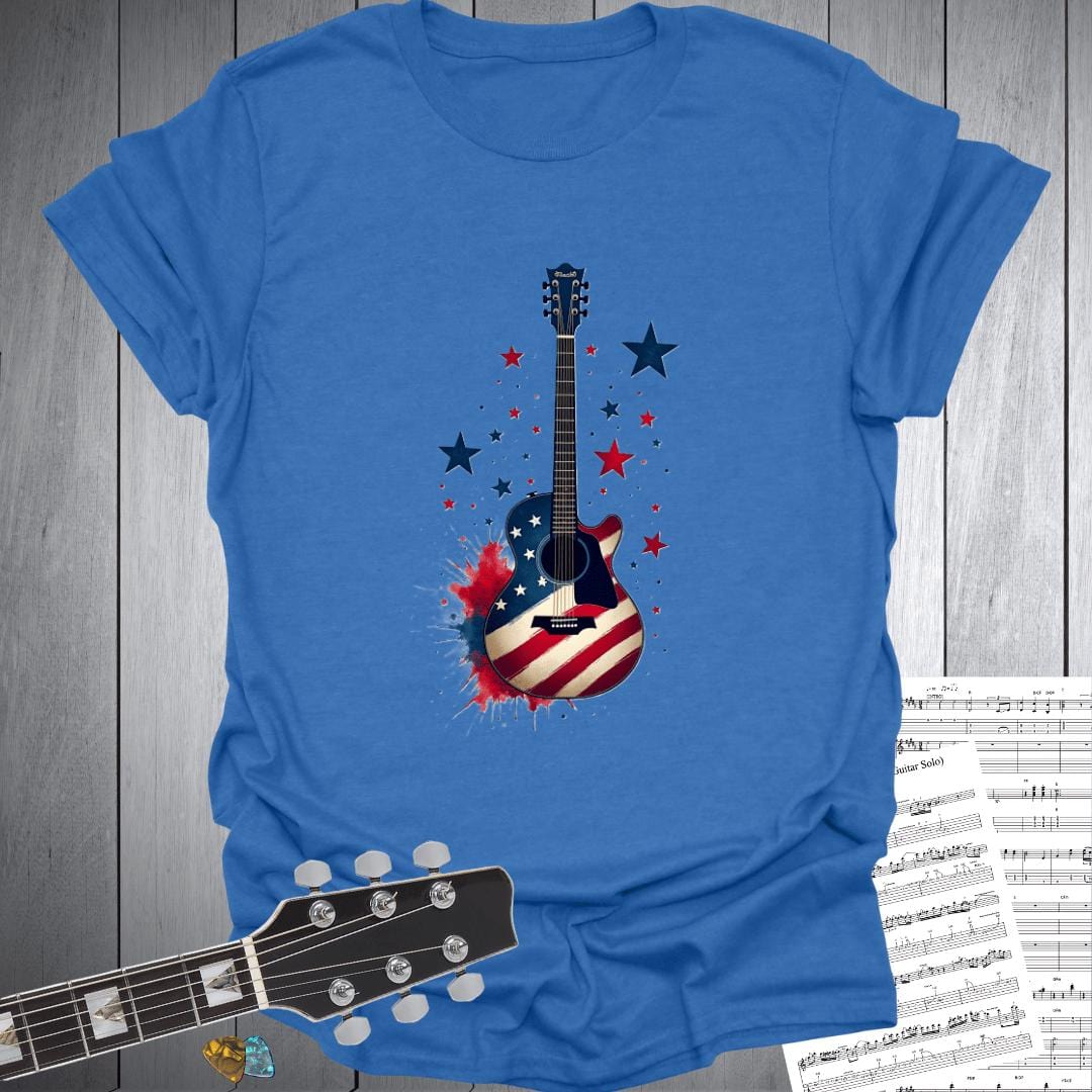 Printify T-Shirt Heather Royal / S Stars And Stripes Music T-Shirt