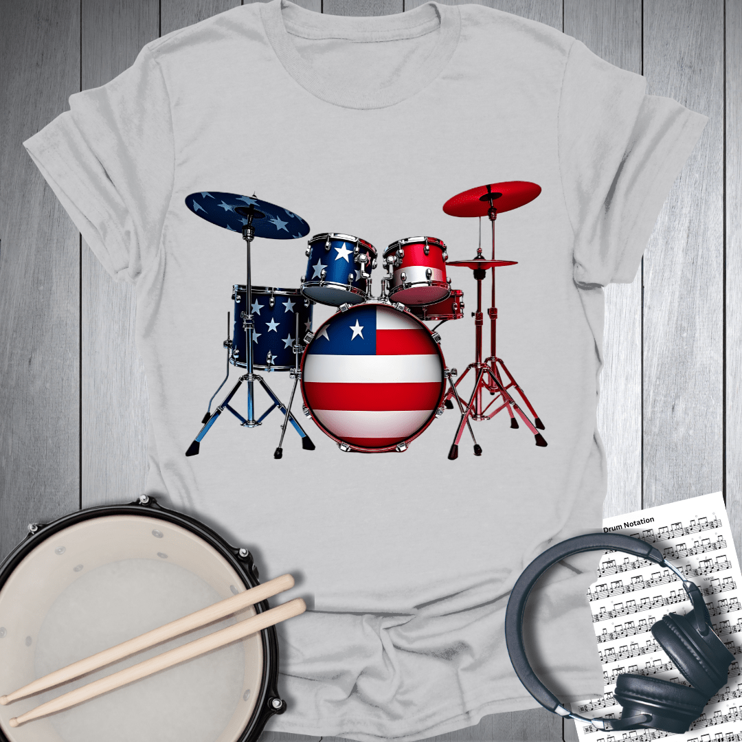 Printify T-Shirt Ice Grey / S American Musicians Patriotic Drummer T-Shirt