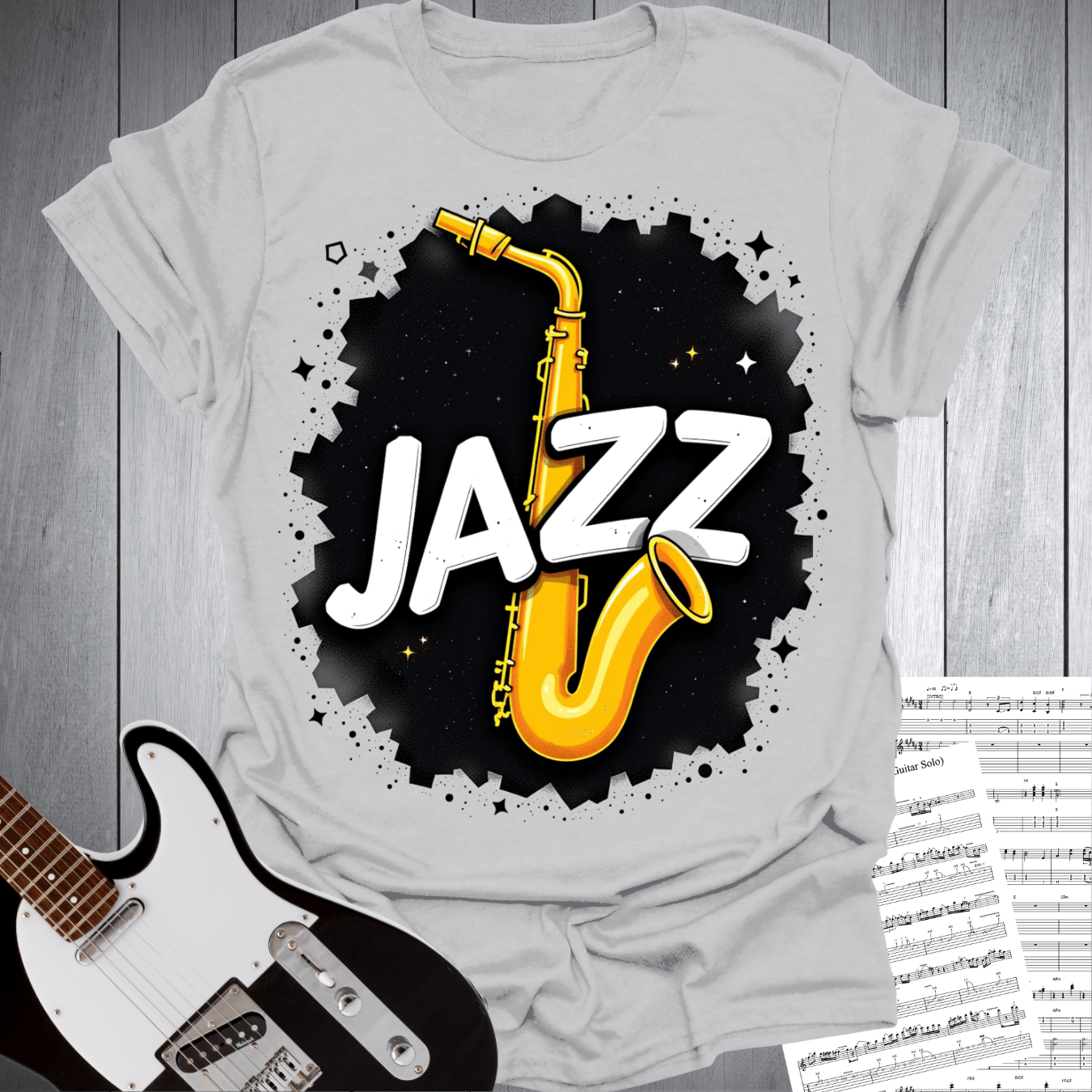 Printify T-Shirt Ice Grey / S Bold Jazz Saxophone T-Shirt