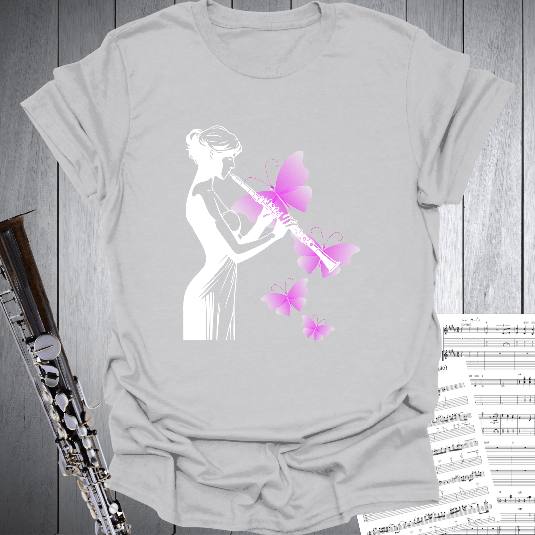 Clarinet Lady Butterflies T-Shirt