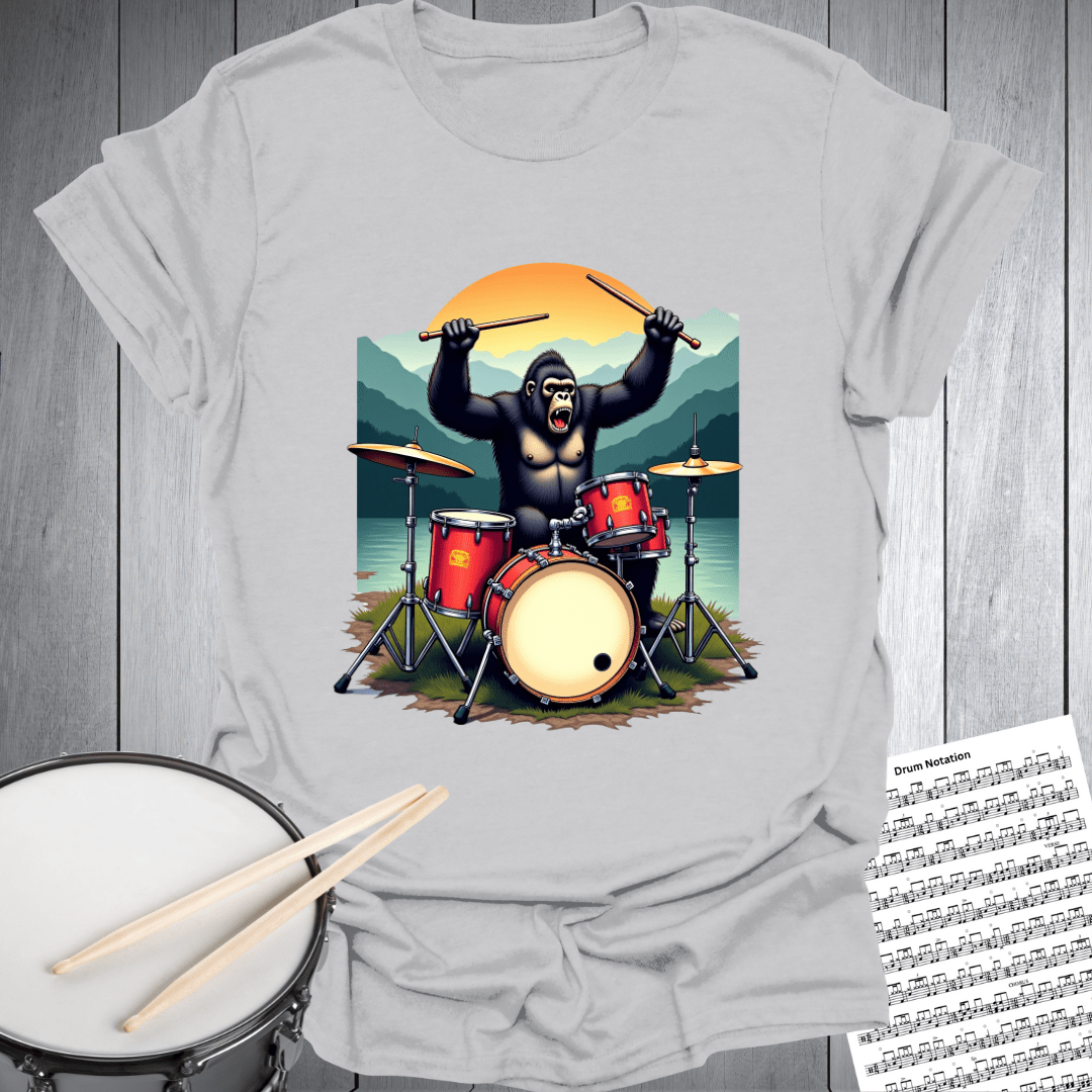 Groovy Gorilla Sunset Drummer T-Shirt