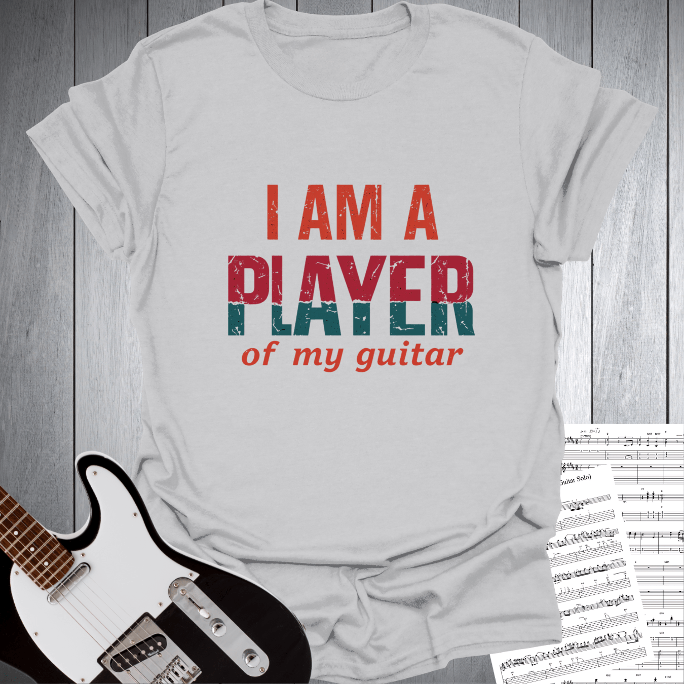 Printify T-Shirt Ice Grey / S I am a Player of my Guitar Music T-Shirt