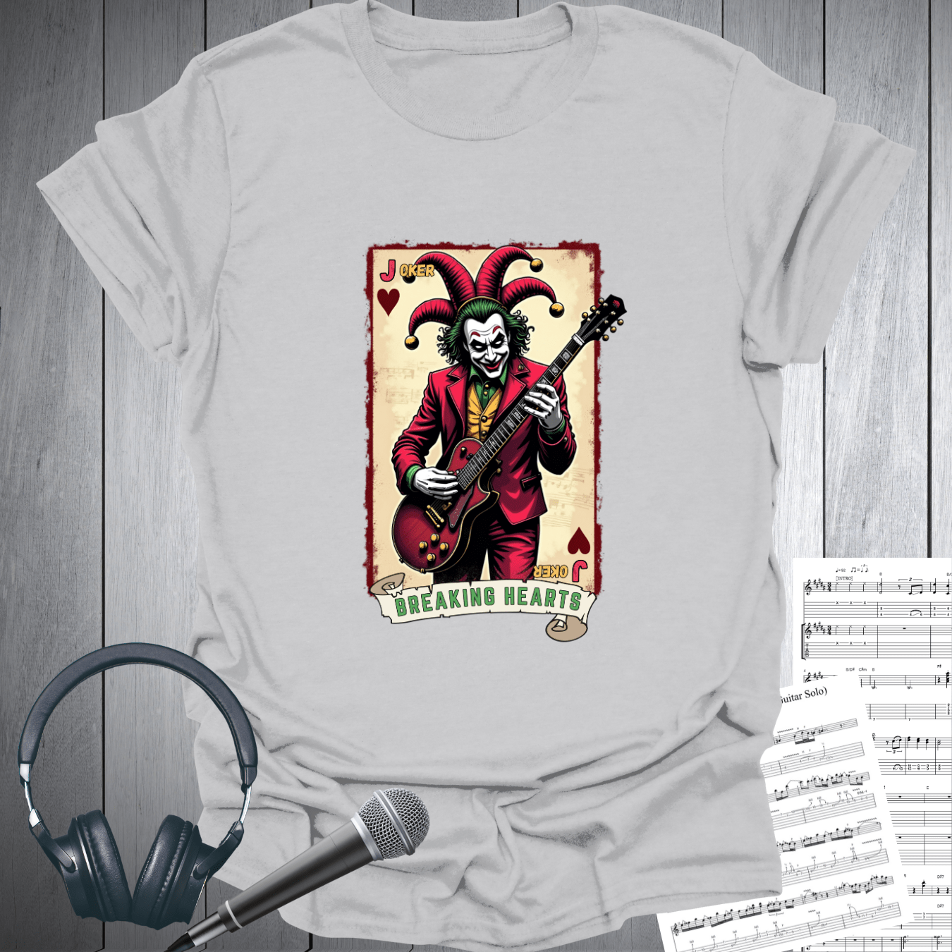 Printify T-Shirt Ice Grey / S Joker Breaking Hearts Rock Guitarist T-Shrt