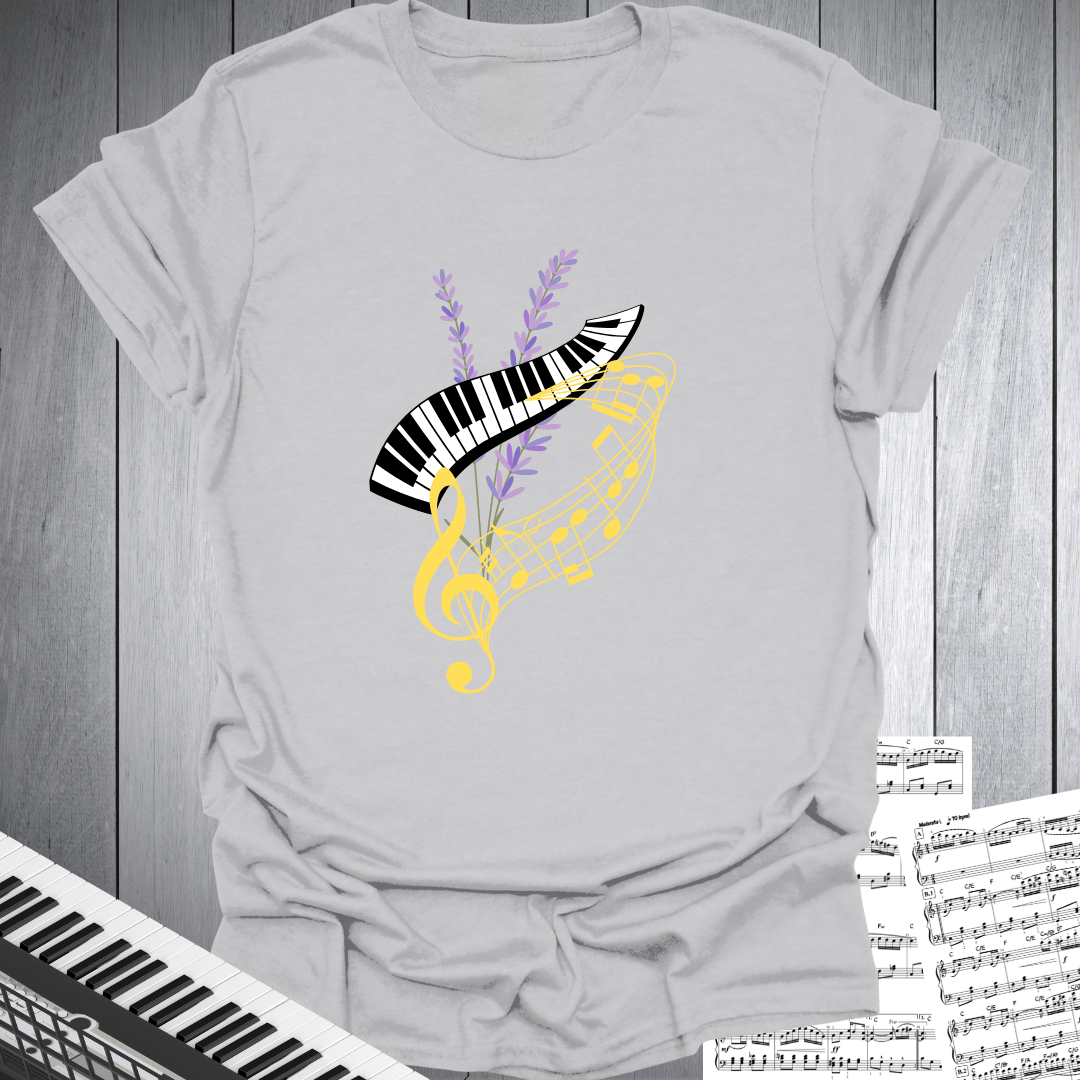 Piano Keys, Notes and Nature T-Shirt