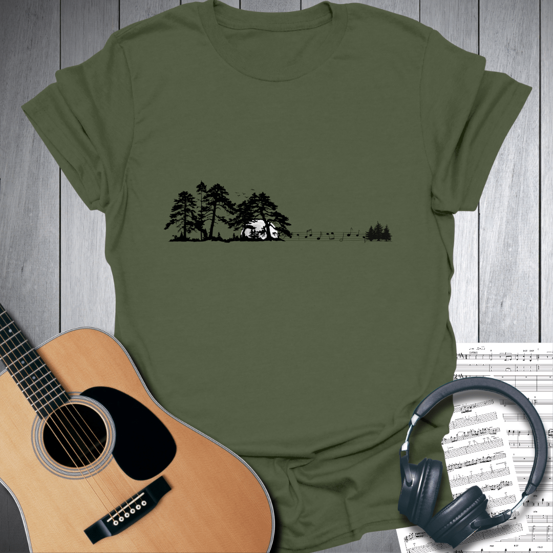Printify T-Shirt Military Green / S 2. Forest Harmony Acoustic Guitar Tee T-Shirt