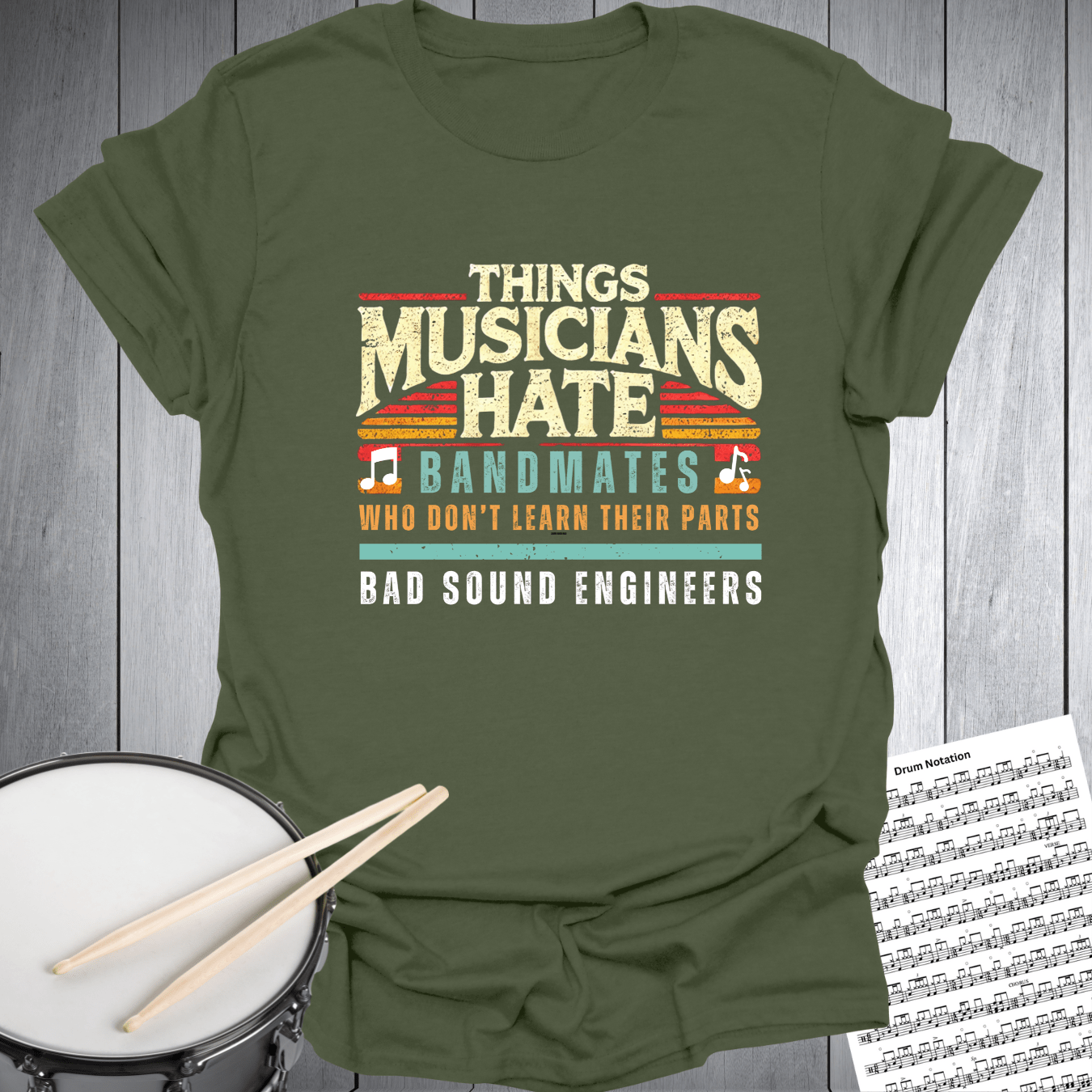 Printify T-Shirt Military Green / S Things That Musicians Hate T-Shirt