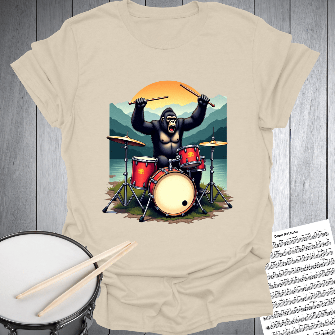 Groovy Gorilla Sunset Drummer T-Shirt