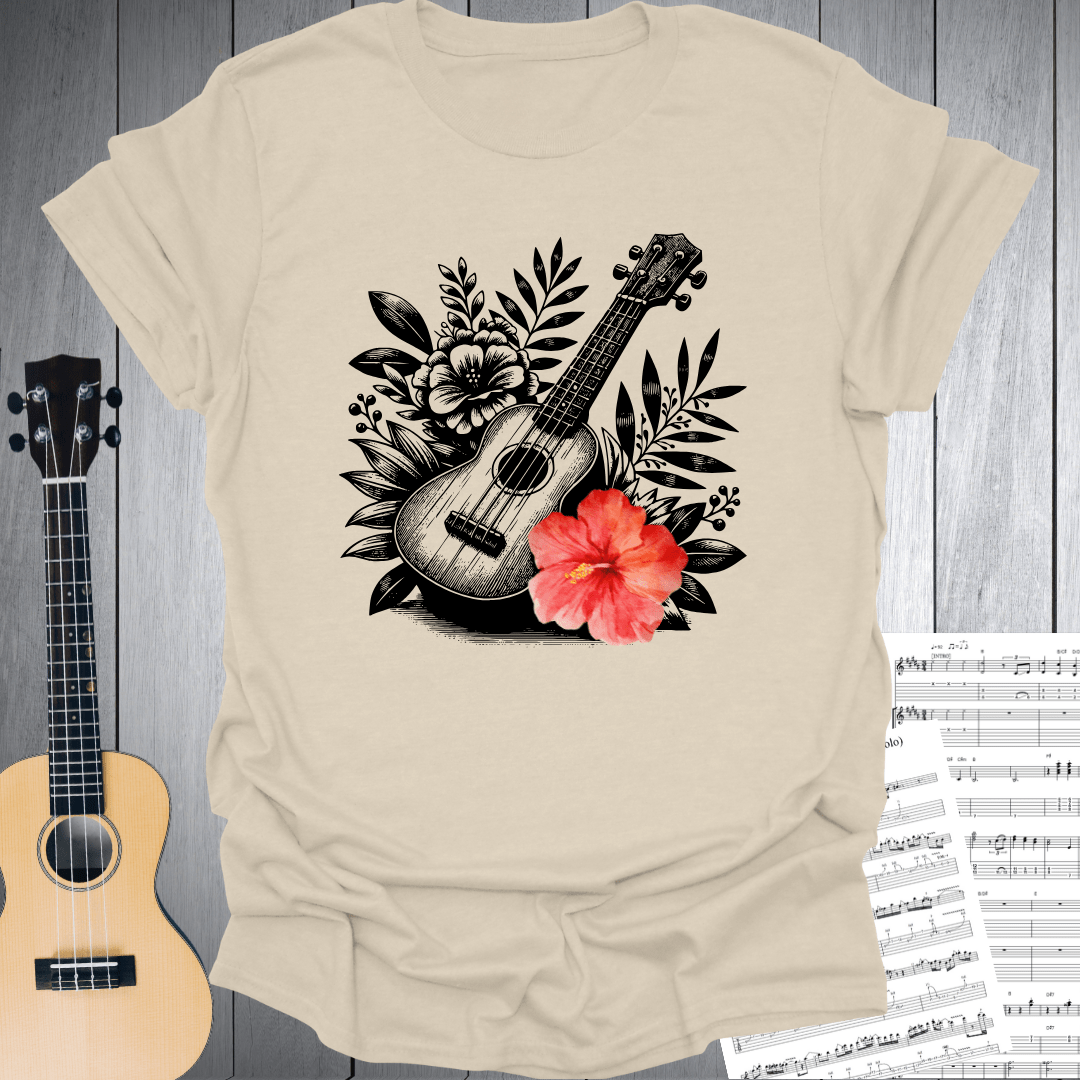 Ukulele Floral Harmony T-Shirt