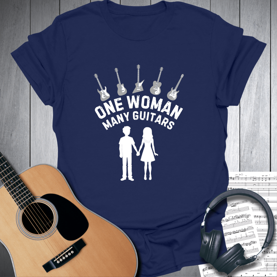 Printify T-Shirt Navy Blue / S One Woman Many Guitars T-Shirt
