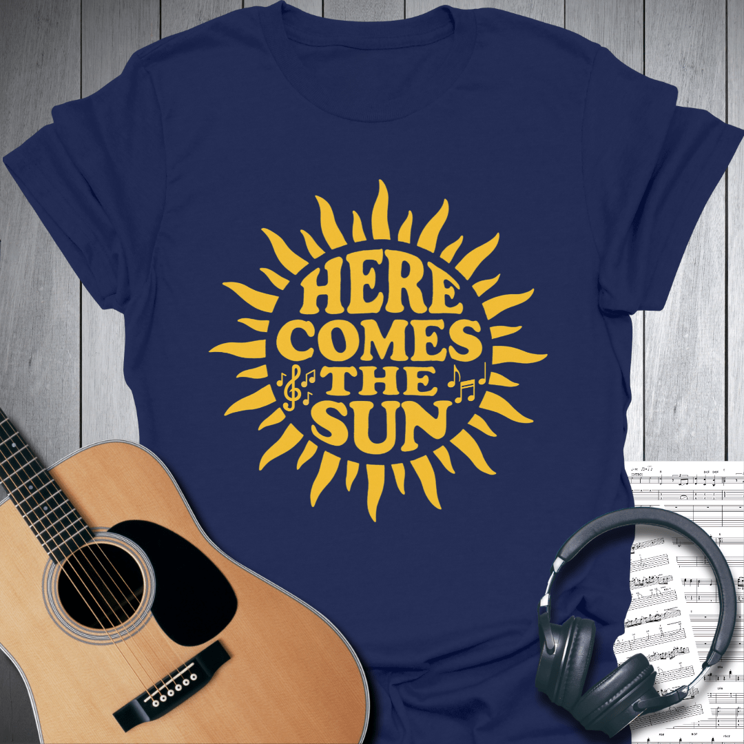 Printify T-Shirt Navy Blue / S Sunny Vibes Here Comes the Sun T Shirt